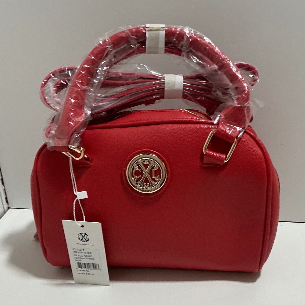 CXL by Christian Lacroix Red Caviar Structured Satchel Handbag CXLH2407S-RED